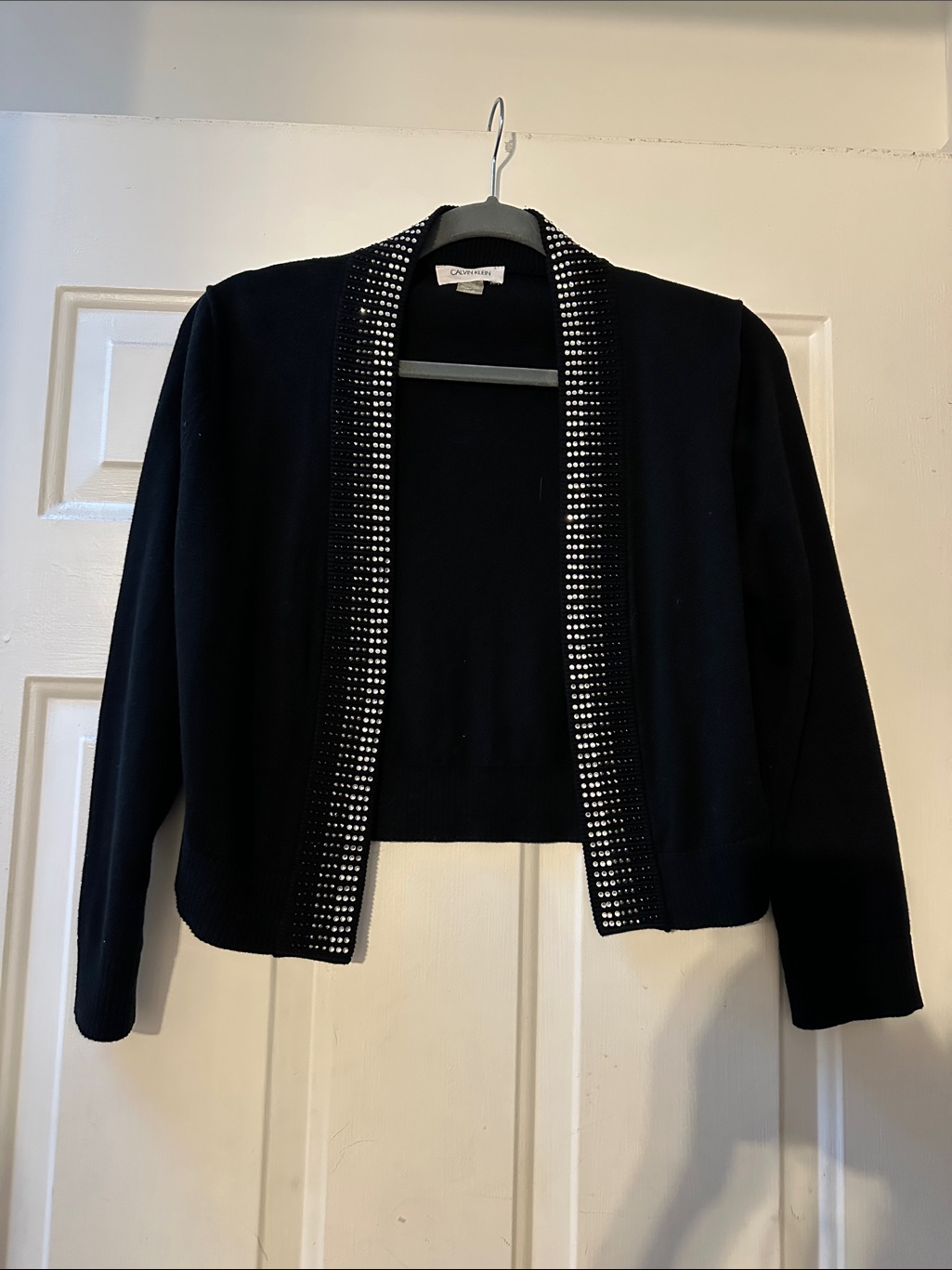 Classy Calvin Klein Black Cardigan With Silver Stud Trim